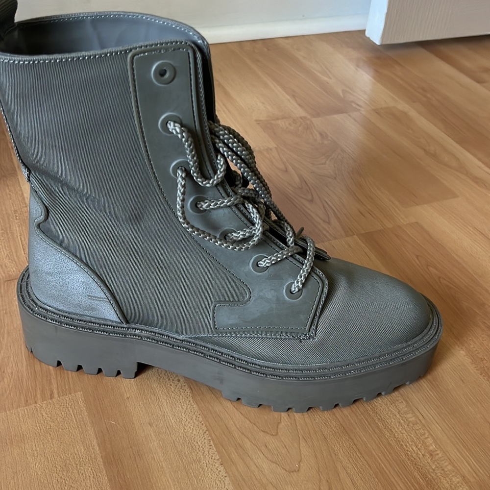 Green gray combat boots